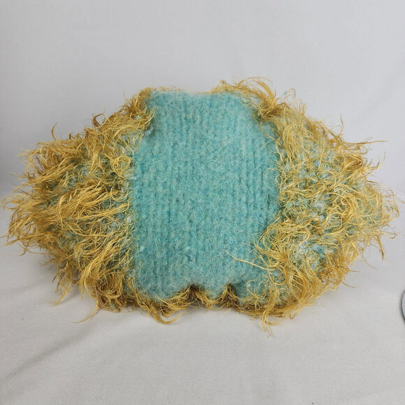 Hand knit Wool Aqua Eyelash Knit Satchel Purse - Picture 5 of 7